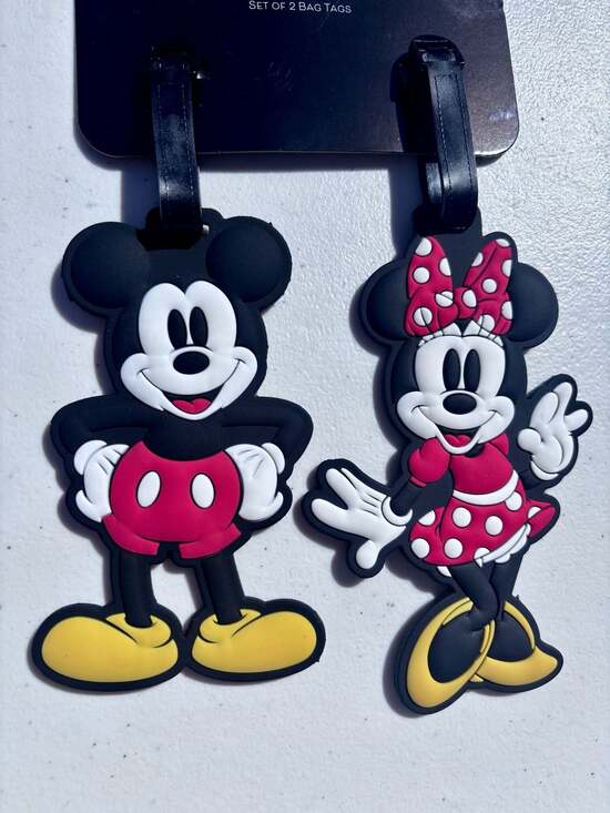 Disney Mickey & Minnie Mouse Set of 2 PVC Luggage Bag Tags - Picture 3 of 10